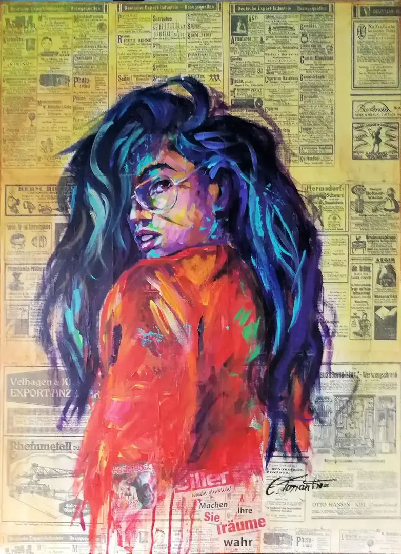 Advertising Yesterday and Today - Newspaper Collage Acrylbild 60x80cm von Arte Tarantino